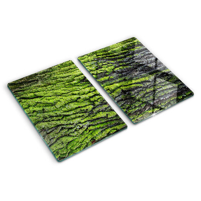 Szklana deska kuchenna z motywem zielonej kory drzewa