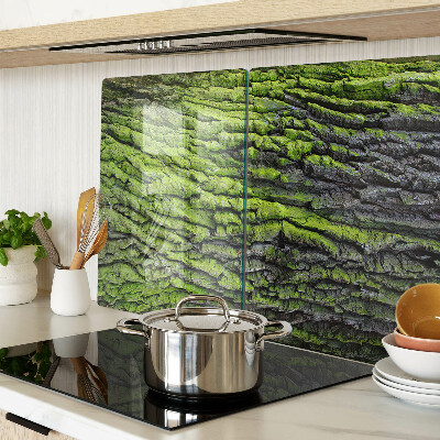 Szklana deska kuchenna z motywem zielonej kory drzewa