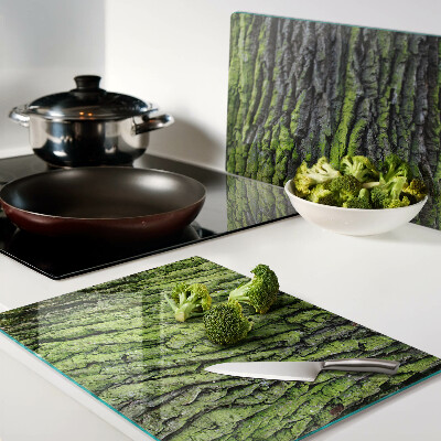 Szklana deska kuchenna z motywem zielonej kory drzewa