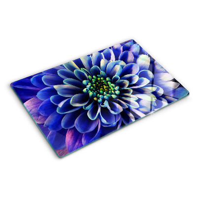 Deska kuchenna szklana z motywem niebieskiego kwiatu dalii