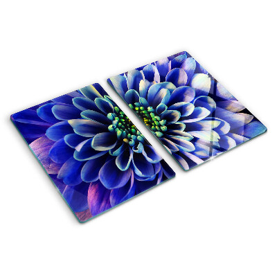 Deska kuchenna szklana z motywem niebieskiego kwiatu dalii