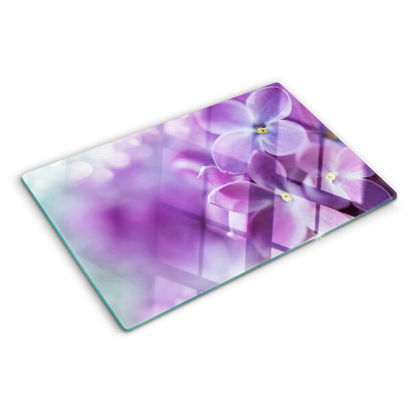 Szklana deska do krojenia z motywem kwiatów w odcieniach fioletu