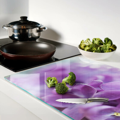 Szklana deska do krojenia z motywem kwiatów w odcieniach fioletu