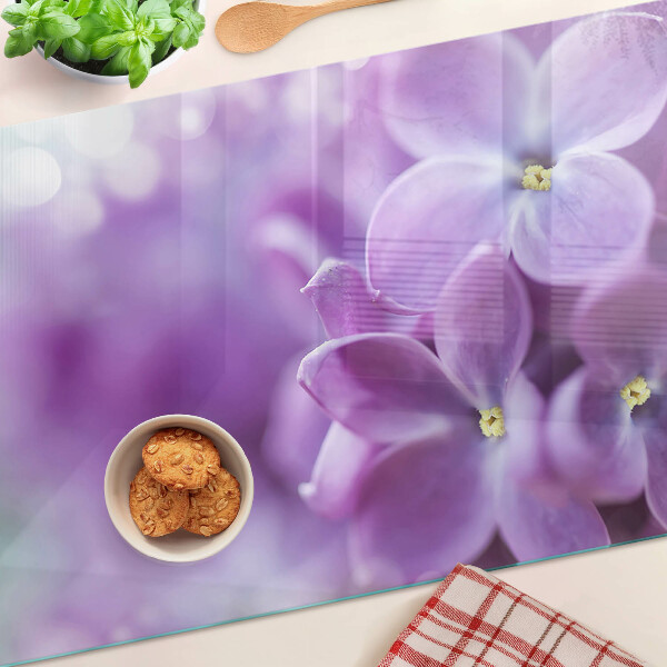 Szklana deska do krojenia z motywem kwiatów w odcieniach fioletu