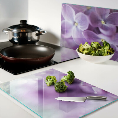 Szklana deska do krojenia z motywem kwiatów w odcieniach fioletu