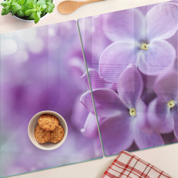 Szklana deska do krojenia z motywem kwiatów w odcieniach fioletu