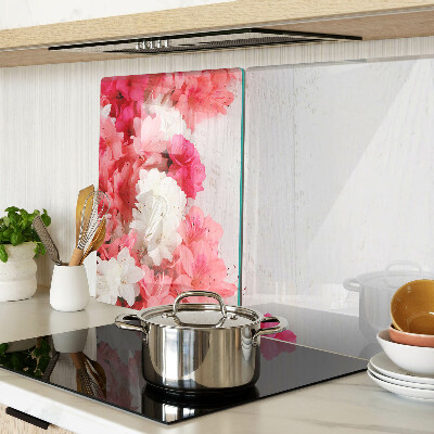 Szklana deska do krojenia z motywem kwiatów w odcieniach różu i bieli