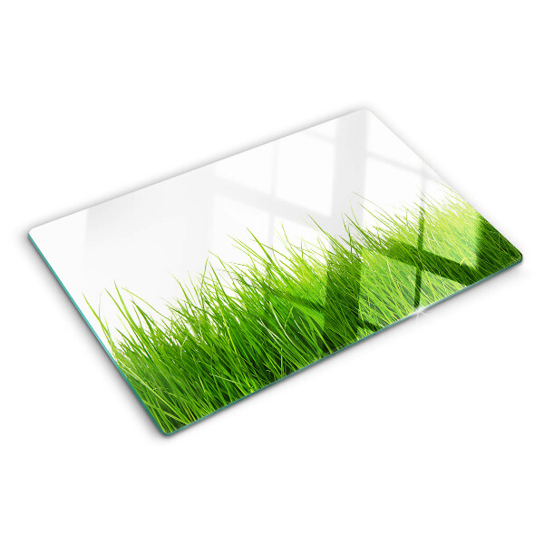 Szklana deska kuchenna z motywem trawy w słońcu