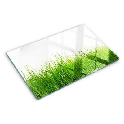 Szklana deska kuchenna z motywem trawy w słońcu
