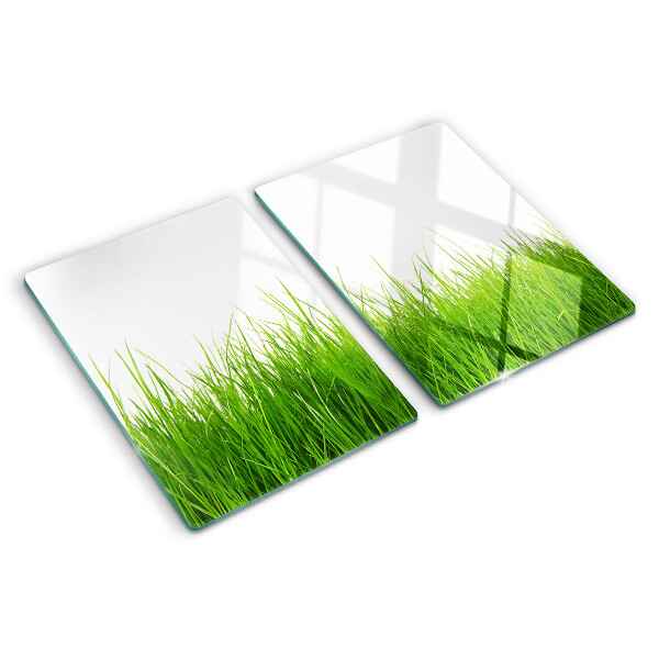 Szklana deska kuchenna z motywem trawy w słońcu