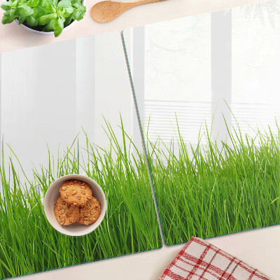 Szklana deska kuchenna z motywem trawy w słońcu