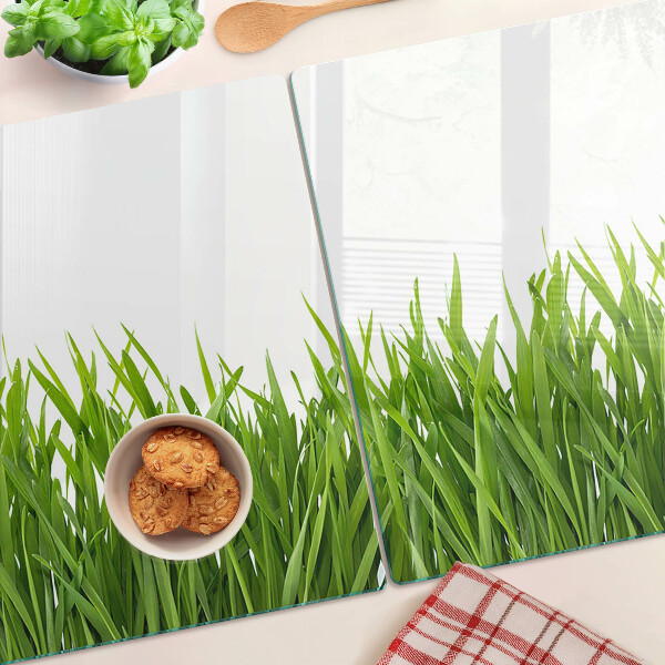 Deska kuchenna szklana z motywem zielonej trawy