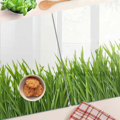 Deska kuchenna szklana z motywem zielonej trawy
