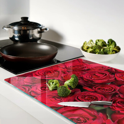 Szklana deska do krojenia z motywem czerwonych róż