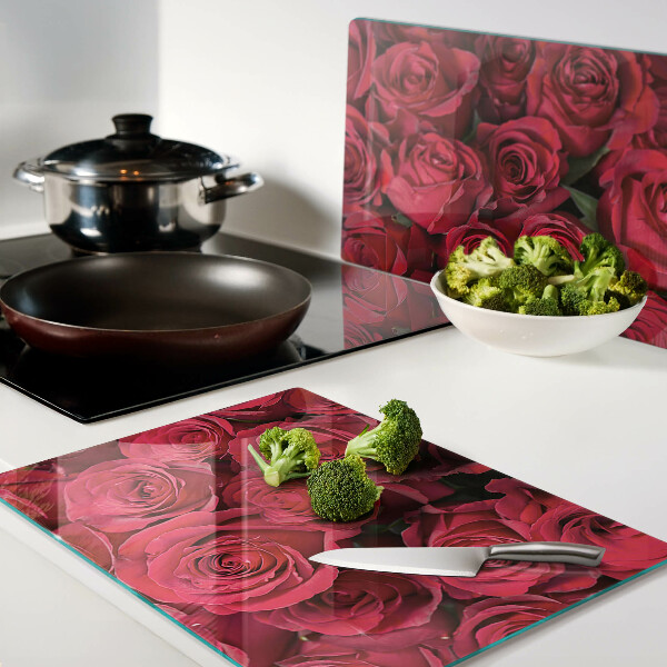 Szklana deska do krojenia z motywem czerwonych róż