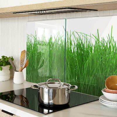 Szklana deska kuchenna z nadrukiem przedstawiającym trawę w słońcu
