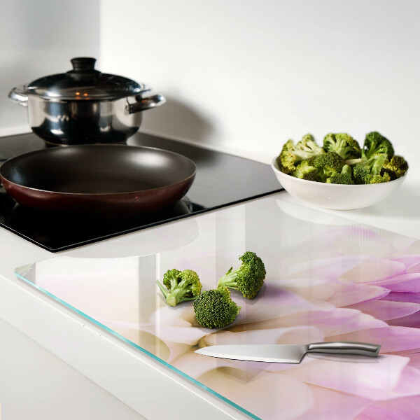 Deska kuchenna szklana z motywem kwiatowej kompozycji w odcieniach fioletu