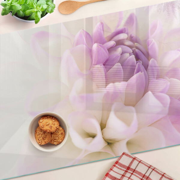 Deska kuchenna szklana z motywem kwiatowej kompozycji w odcieniach fioletu