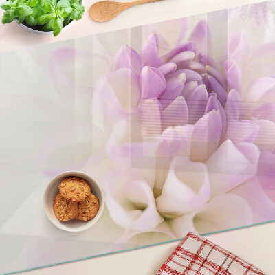 Deska kuchenna szklana z motywem kwiatowej kompozycji w odcieniach fioletu