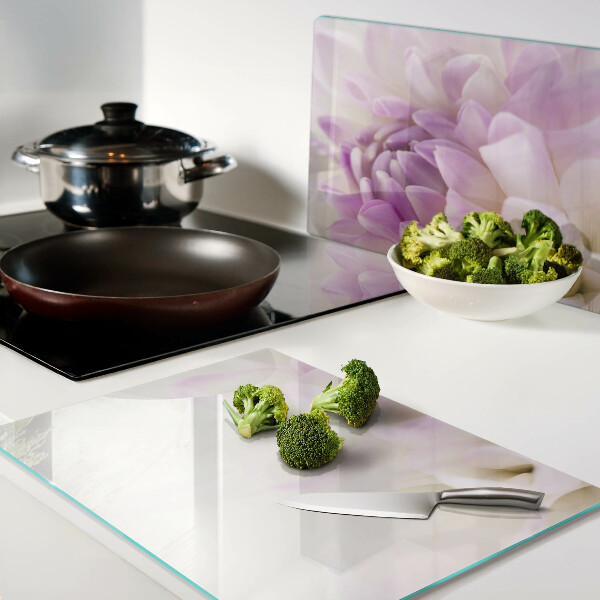 Deska kuchenna szklana z motywem kwiatowej kompozycji w odcieniach fioletu