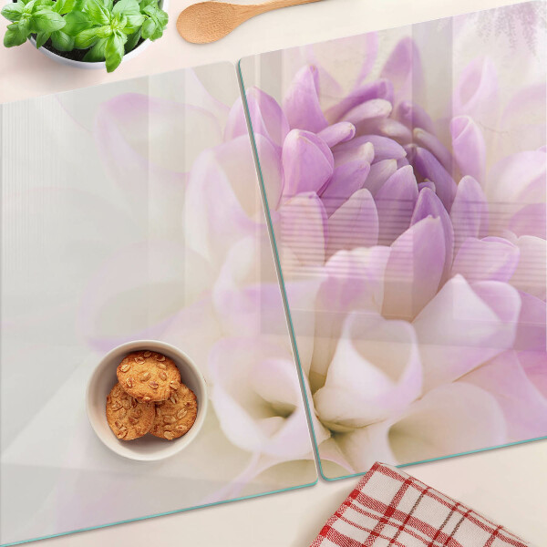 Deska kuchenna szklana z motywem kwiatowej kompozycji w odcieniach fioletu