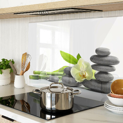 Deska kuchenna szklana z motywem orchidei i kamieni spa