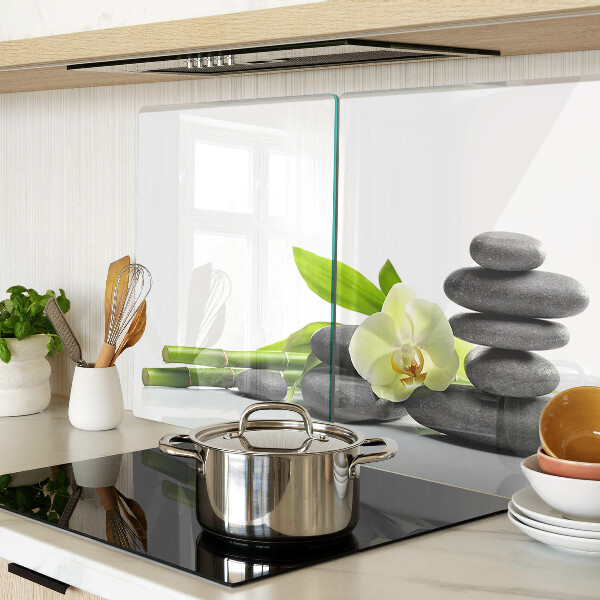 Deska kuchenna szklana z motywem orchidei i kamieni spa