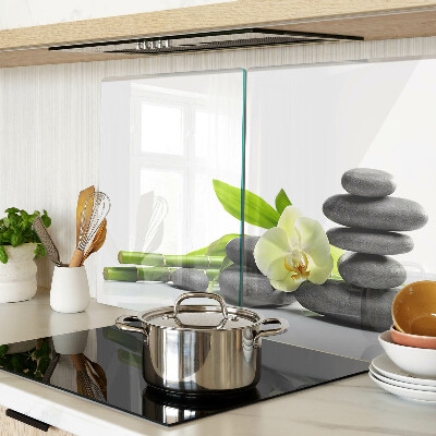 Deska kuchenna szklana z motywem orchidei i kamieni spa