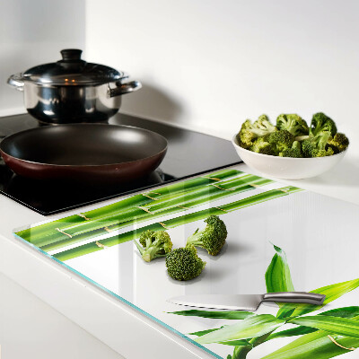 Szklana deska do krojenia z motywem bambusa w zielonych odcieniach