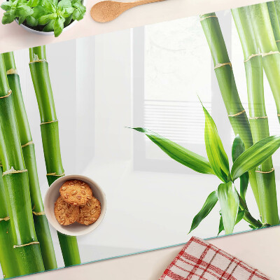 Szklana deska do krojenia z motywem bambusa w zielonych odcieniach