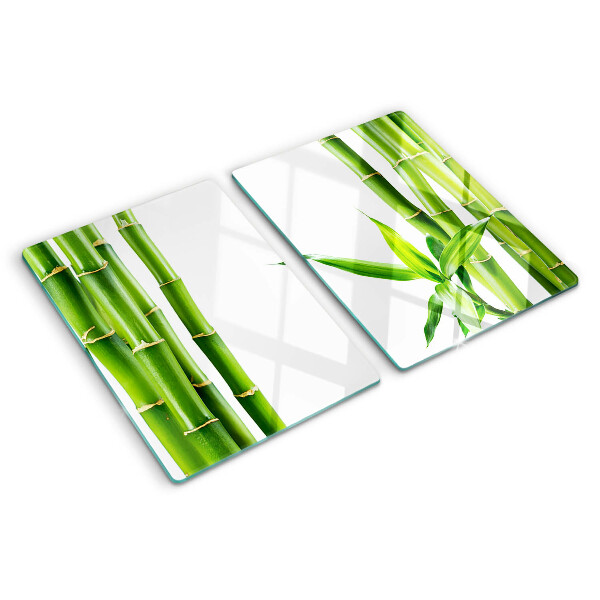 Szklana deska do krojenia z motywem bambusa w zielonych odcieniach