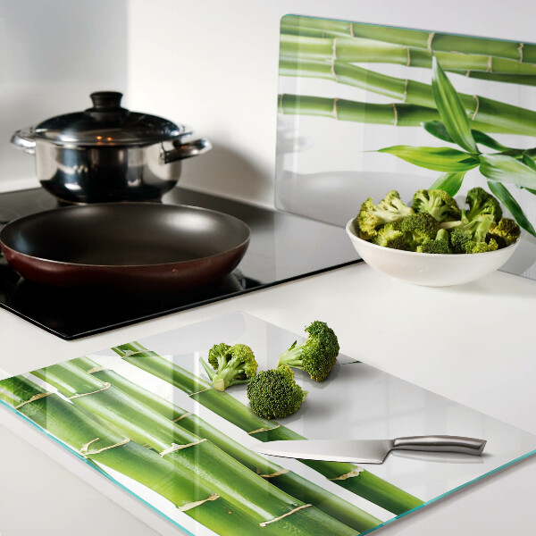 Szklana deska do krojenia z motywem bambusa w zielonych odcieniach