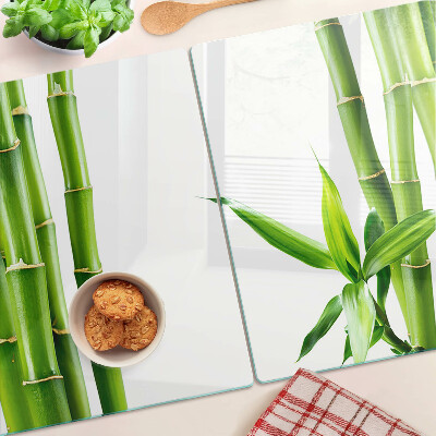 Szklana deska do krojenia z motywem bambusa w zielonych odcieniach