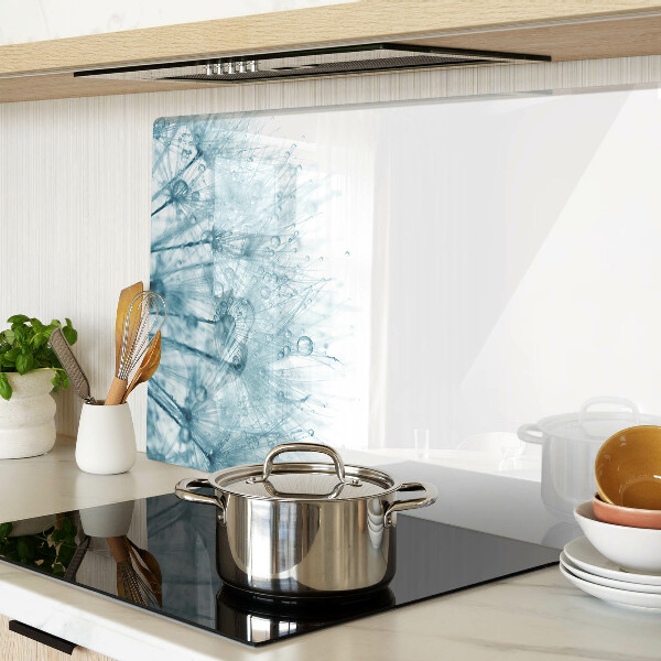 Szklana deska do krojenia z motywem dmuchawców z kroplami wody