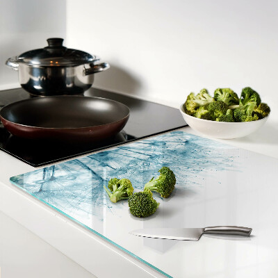 Szklana deska do krojenia z motywem dmuchawców z kroplami wody