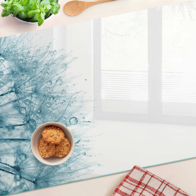 Szklana deska do krojenia z motywem dmuchawców z kroplami wody