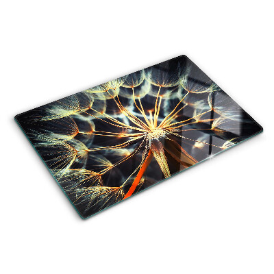 Szklana deska kuchenna z grafiką dmuchawców w stylu makrofotografii