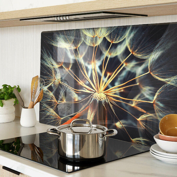 Szklana deska kuchenna z grafiką dmuchawców w stylu makrofotografii