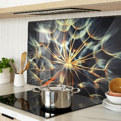 Szklana deska kuchenna z grafiką dmuchawców w stylu makrofotografii