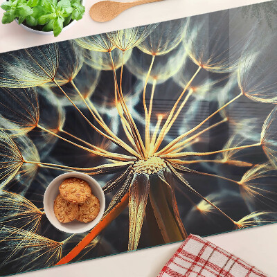 Szklana deska kuchenna z grafiką dmuchawców w stylu makrofotografii