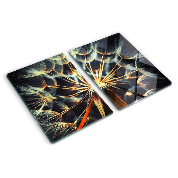 Szklana deska kuchenna z grafiką dmuchawców w stylu makrofotografii