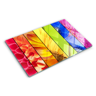 Deska kuchenna szklana z kwiatowym motywem w intensywnych kolorach