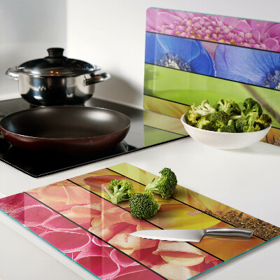 Deska kuchenna szklana z kwiatowym motywem w intensywnych kolorach