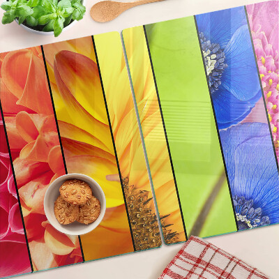 Deska kuchenna szklana z kwiatowym motywem w intensywnych kolorach