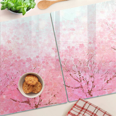 Szklana deska do krojenia z motywem kwiatów sakury