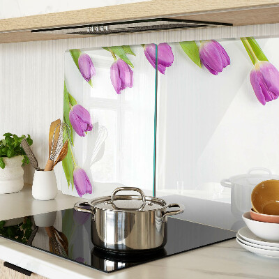 Szklana deska do krojenia z motywem tulipanów na białym tle