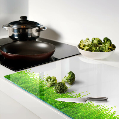 Deska kuchenna szklana z motywem zielonej trawy