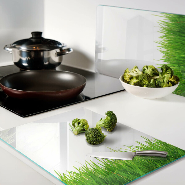 Deska kuchenna szklana z motywem zielonej trawy