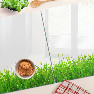 Deska kuchenna szklana z motywem zielonej trawy