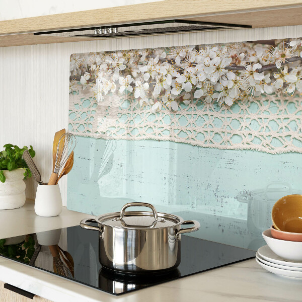 Deska kuchenna szklana z kwiatowym wzorem i motywem koronki